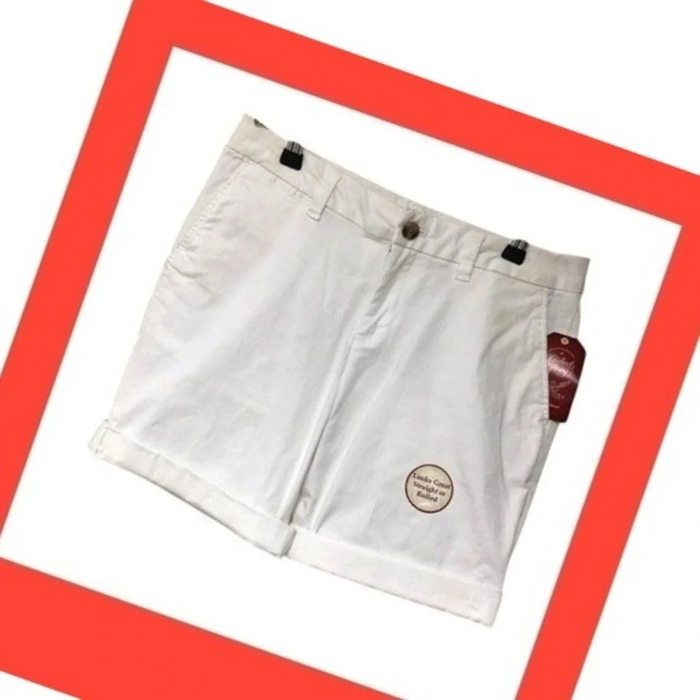 NWT White Chino‎ Shorts Faded Glory Rolled/Straight Activewear Womens 8 32x10